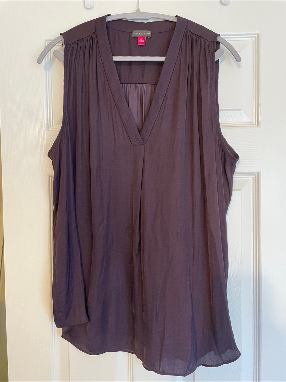 Vince Camuto Plum/Eggplant V-Neck Sleeveless Blouse
